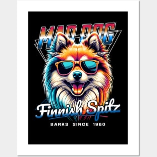 Mad Dog Finnish Spitz Dog Posters and Art